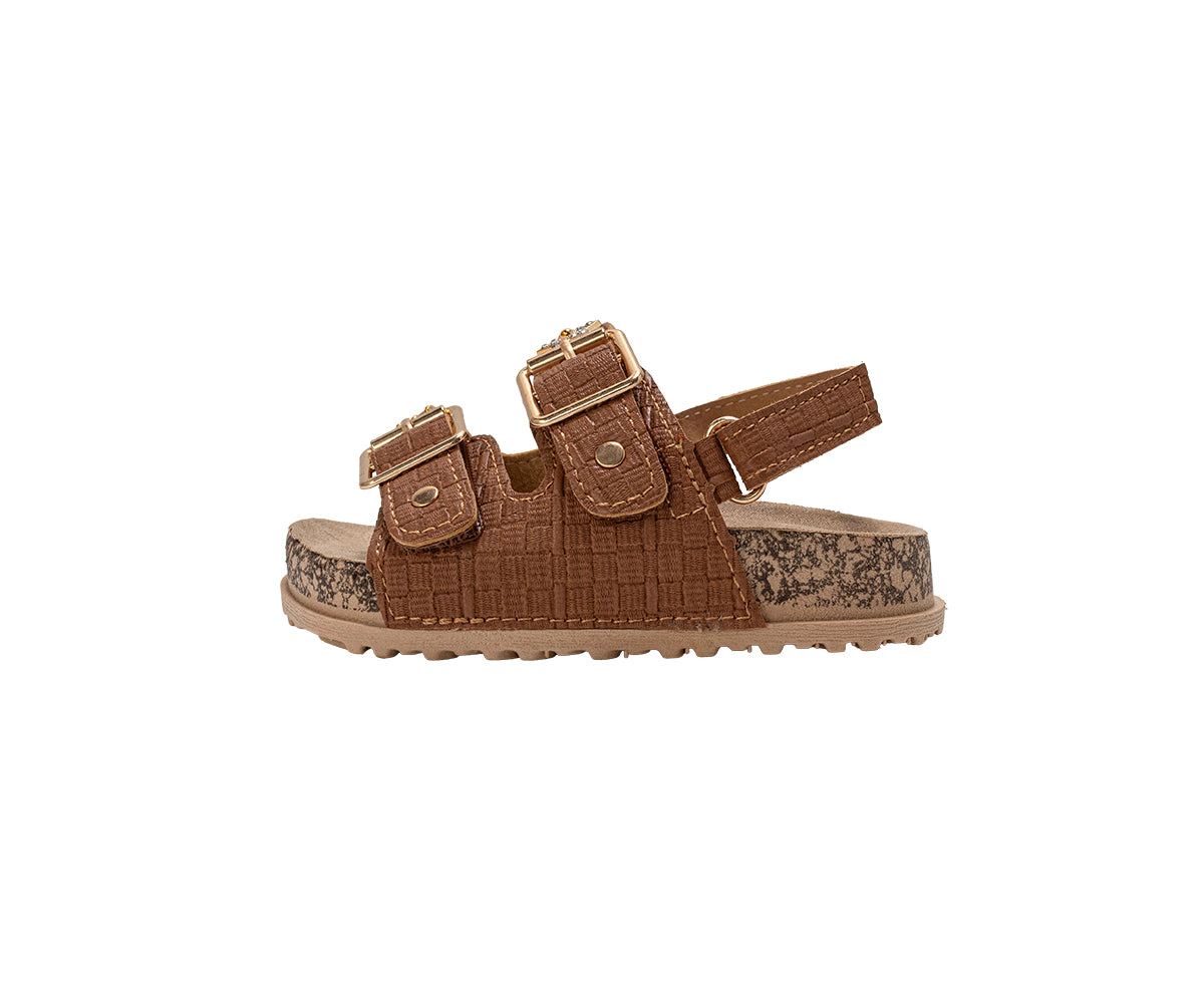 bebe Toddler Girl's Buckle Strap Sandals with Back and Charm Detail