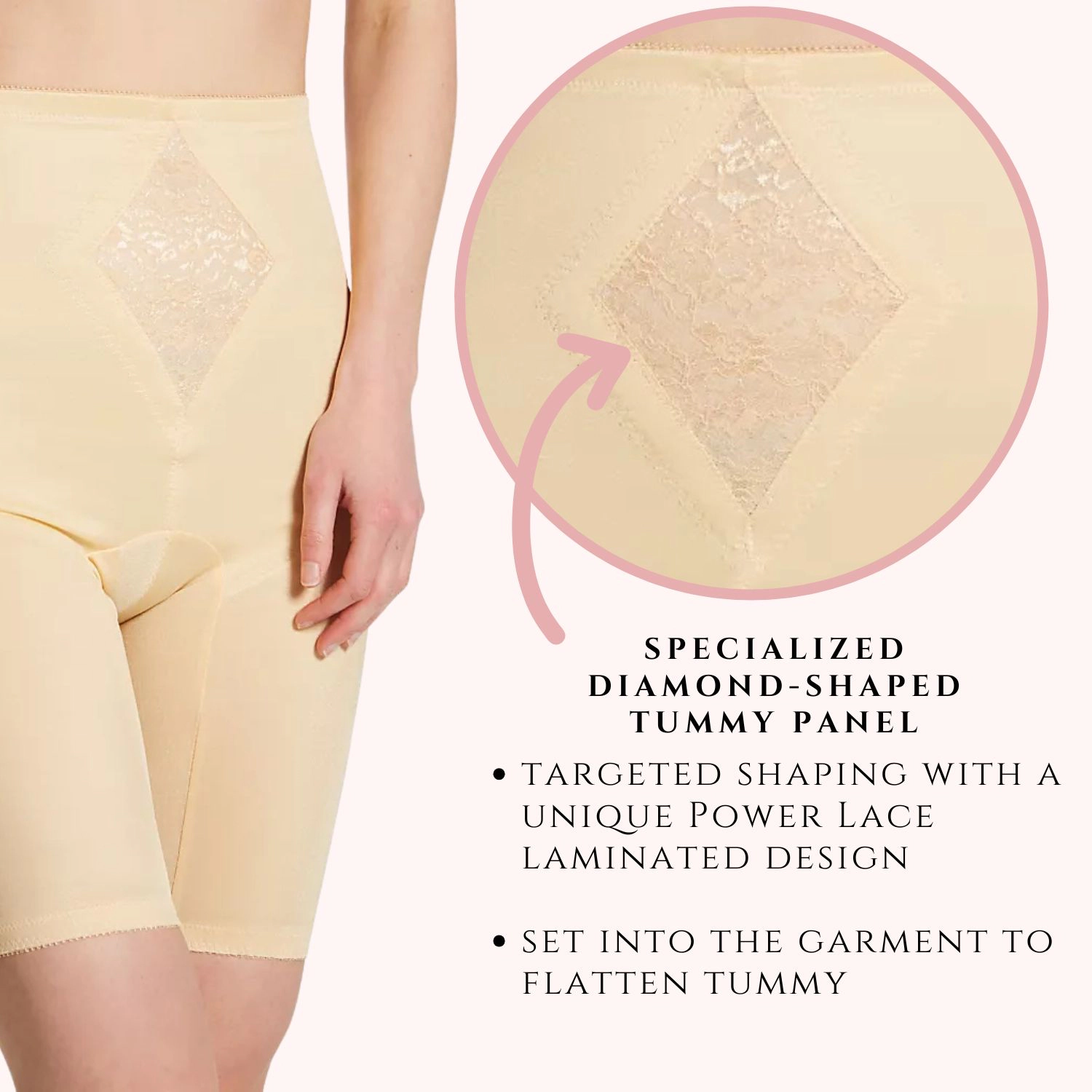 Rago Waistline Tummy Control Thigh Slimmer | Satin & Smooth Fabric Medium to Firm Support Style 6205