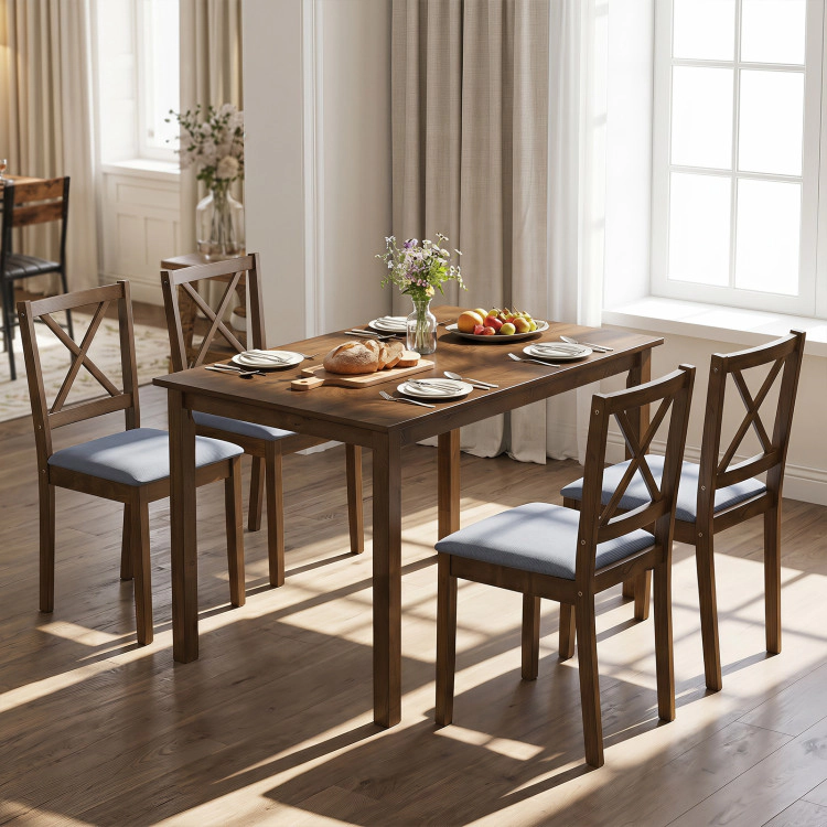 Hivvago 5-Piece Dining Set With Rectangular Table & Fabric Chairs For Small Space