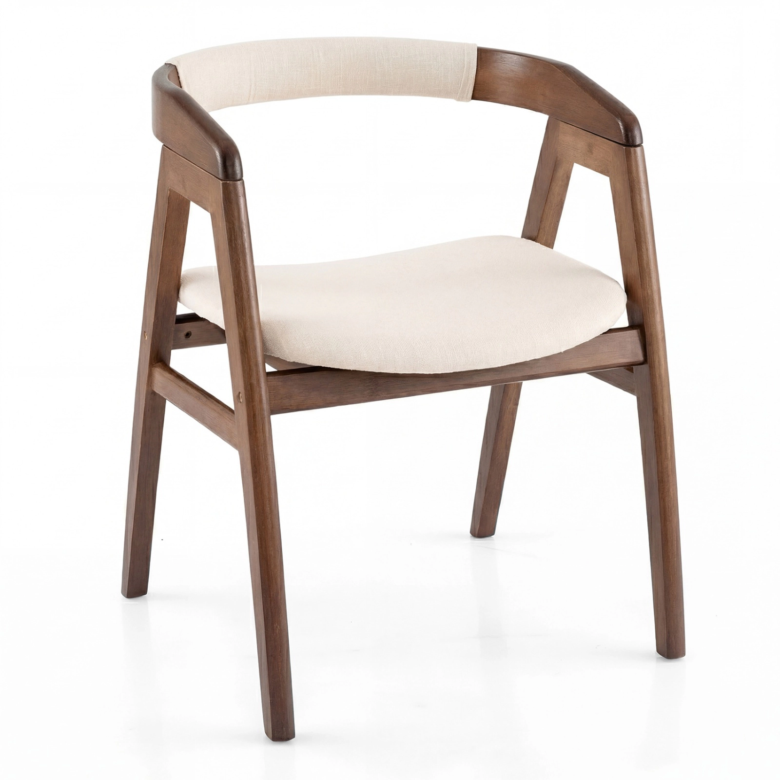 SUGIFT Natural Bamboo Upholstered Dining Chair with Curved Back 286-lb Capacity 22.5-in Wide Seat Burlywood