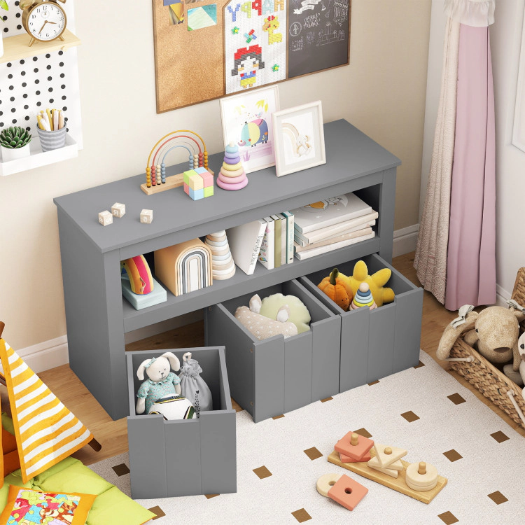 Hivvago Kid Toy Storage Cabinet Drawer Chest with Wheels and Large Cube Shelf
