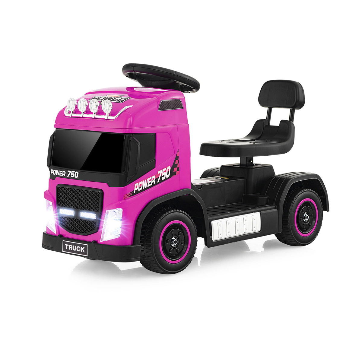 SUGIFT 6V Kids Electric Ride-on Truck with Height Adjustable Seat 44-lb Capacity Ages 18-72 Months 28-in Long Pink