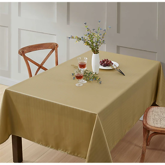 HLC.ME Lincoln Striped Jacquard Fabric Water Resistant Tablecloth
