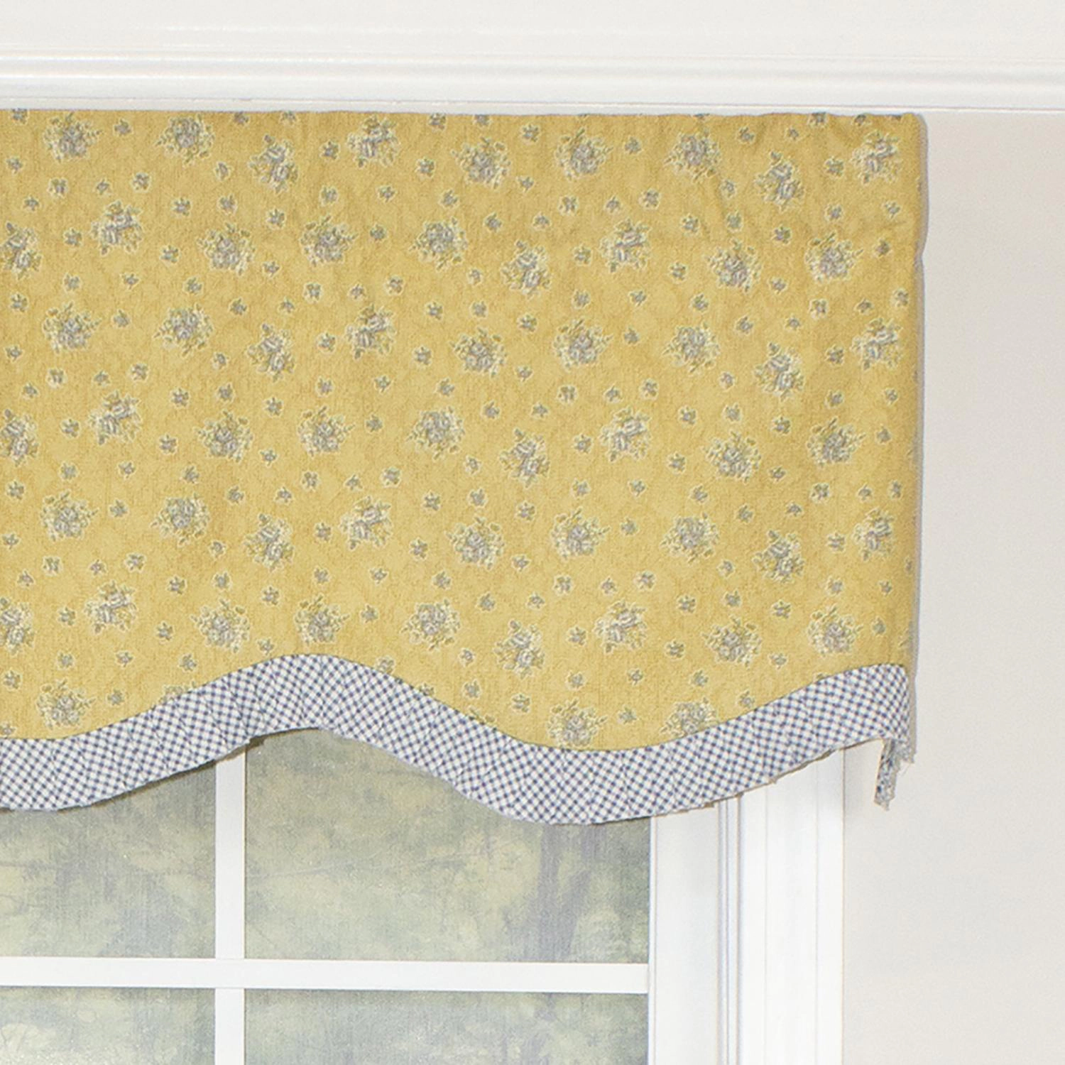 RLF Home Freida Ruffled Provance 100% Cotton with Fully Lined 3" Rod Pocket Valnance for Windows 50" x 15" Cornflower