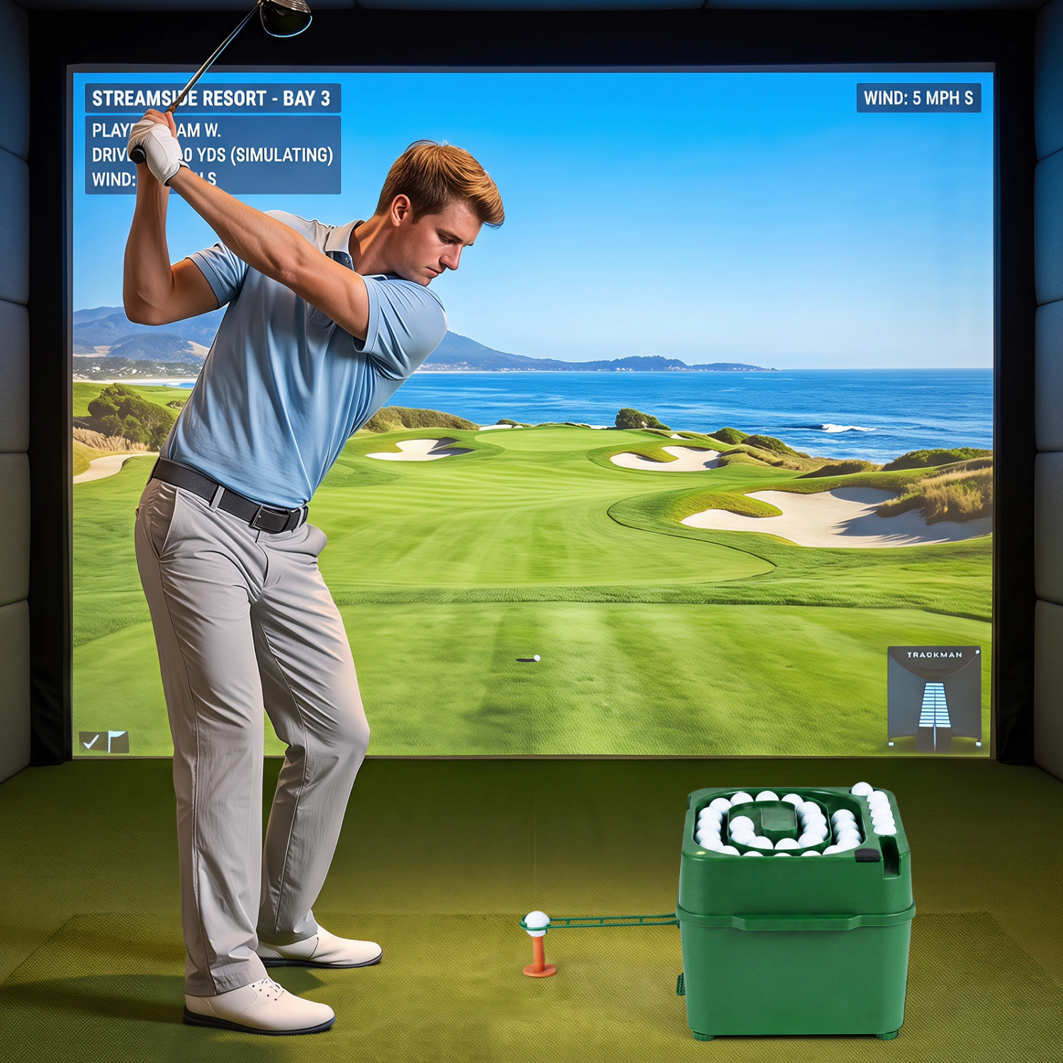 LJG Golf Ball Dispenser 6-Club Holder & 50-Ball Capacity for Beginner Advanced Golfer