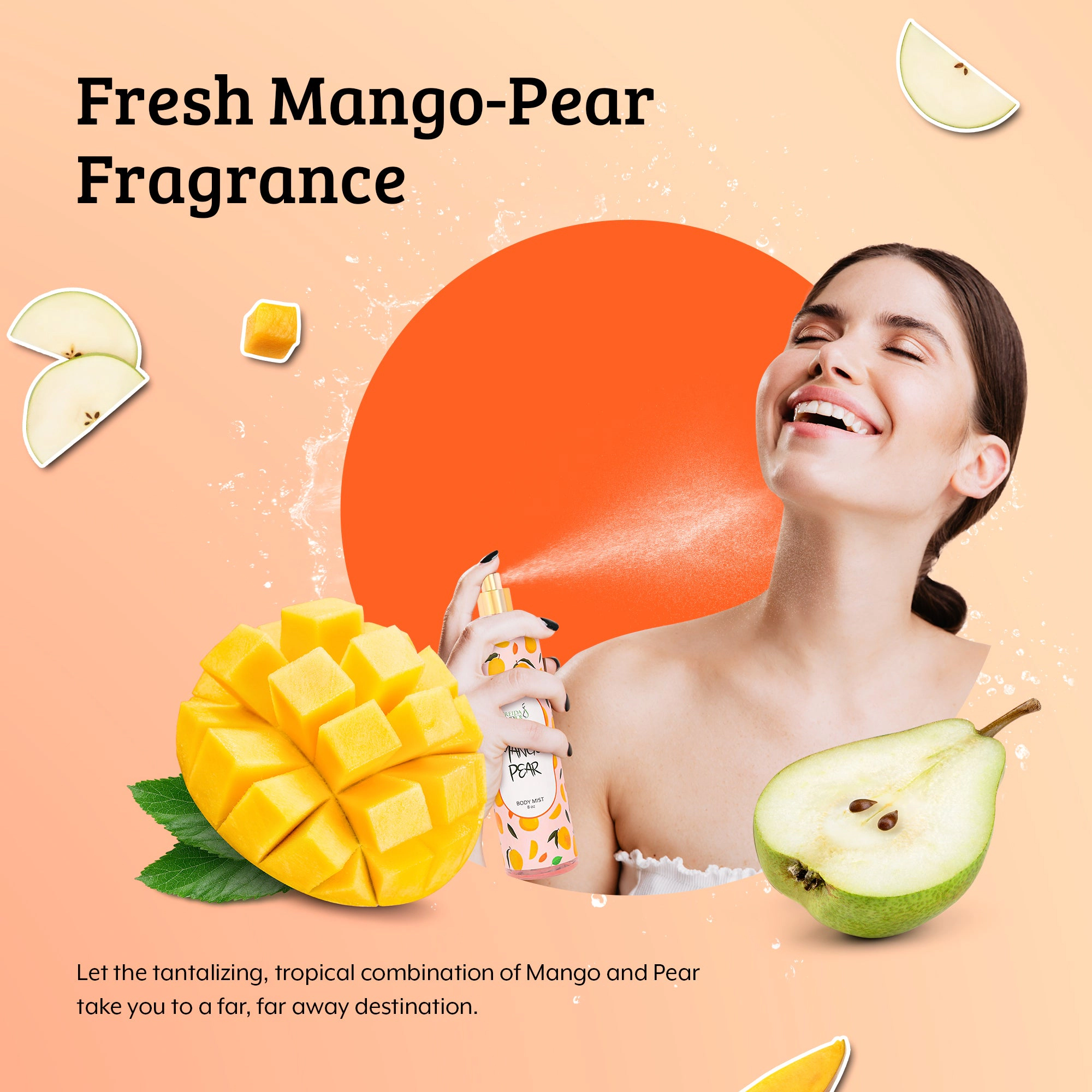 Freida & Joe Mango Pear Fine Fragrance Body Mist In 8oz Spray Bottle