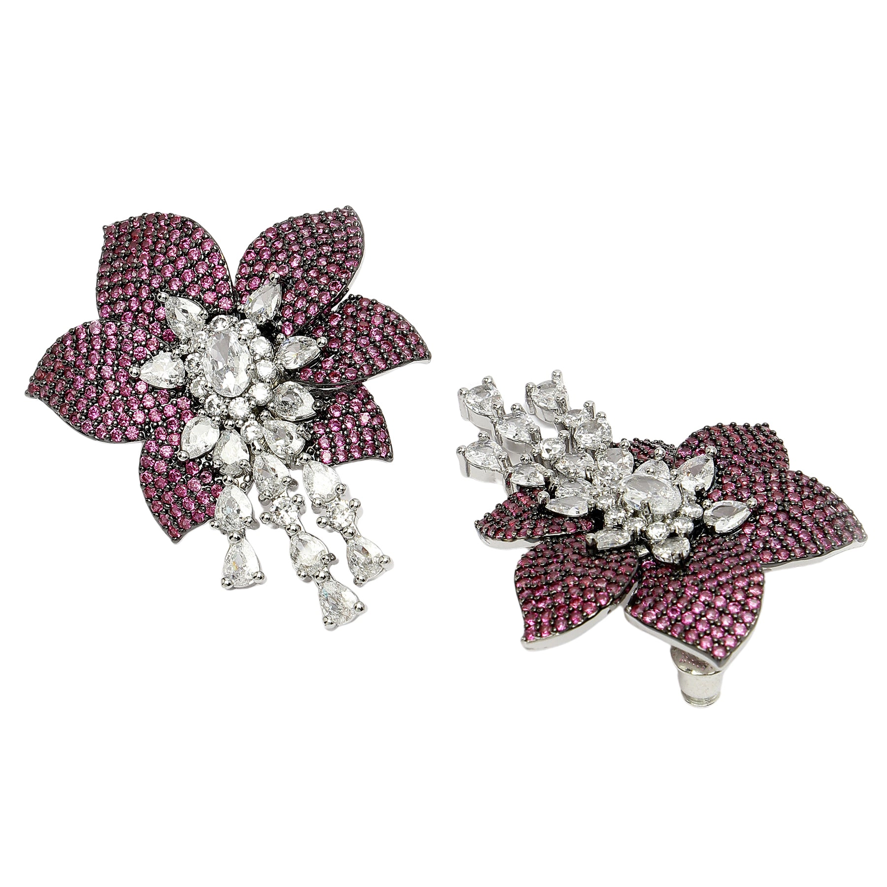 AGP PARIS Womens Diva Collection Floral Drop Stud Earrings
