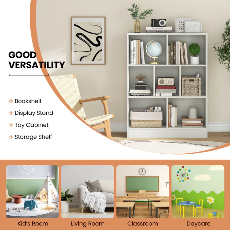 Hivvago Freestanding 7-Section Bookshelf for Kids