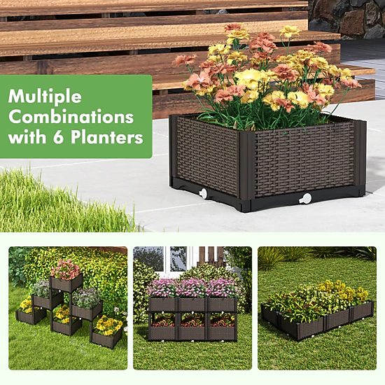 SlickBlue Outdoor Self Watering Raised Garden Bed Planter Box