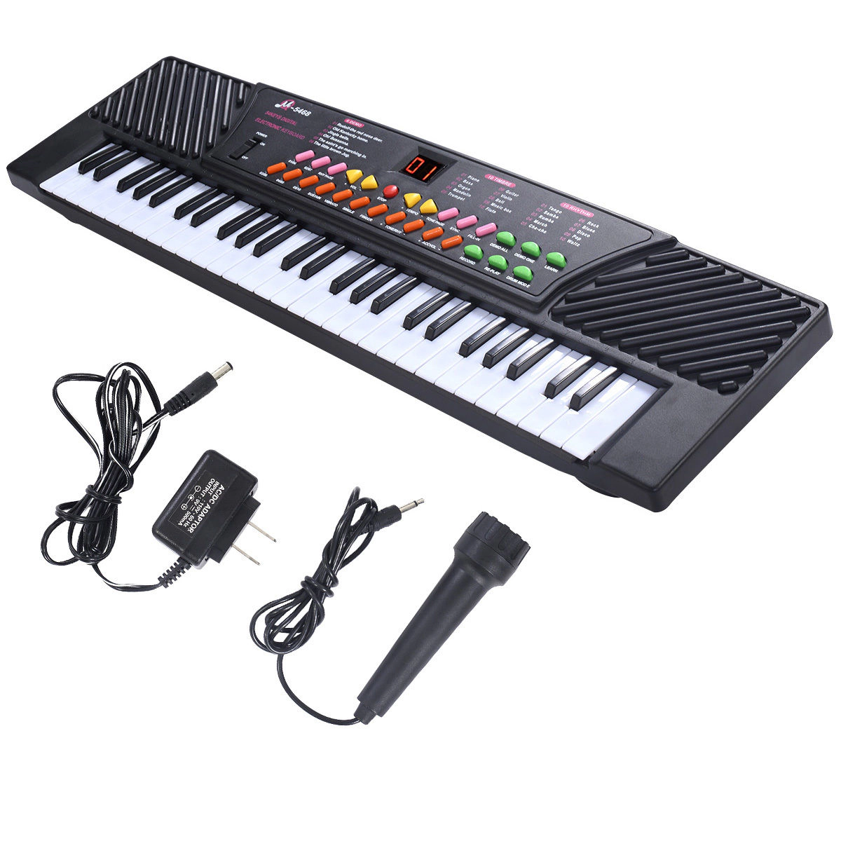 SUGIFT Kids Black 54-Key Electronic Piano Keyboard with LED Display and Learning Mode 25-in W 7-in D 2.5-in H