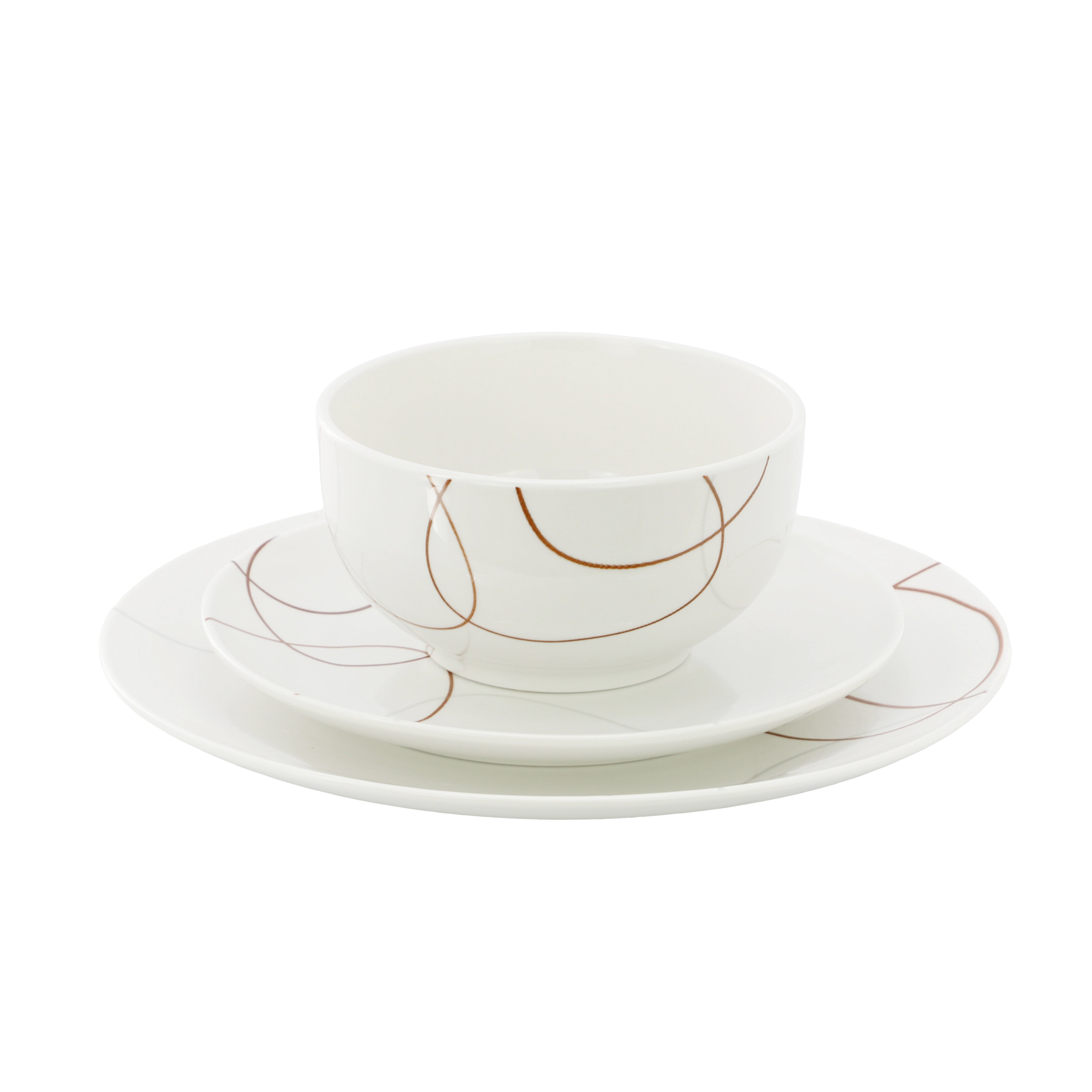 Elama Sydney Piece Porcelain Double Bowl Dinnerware Set