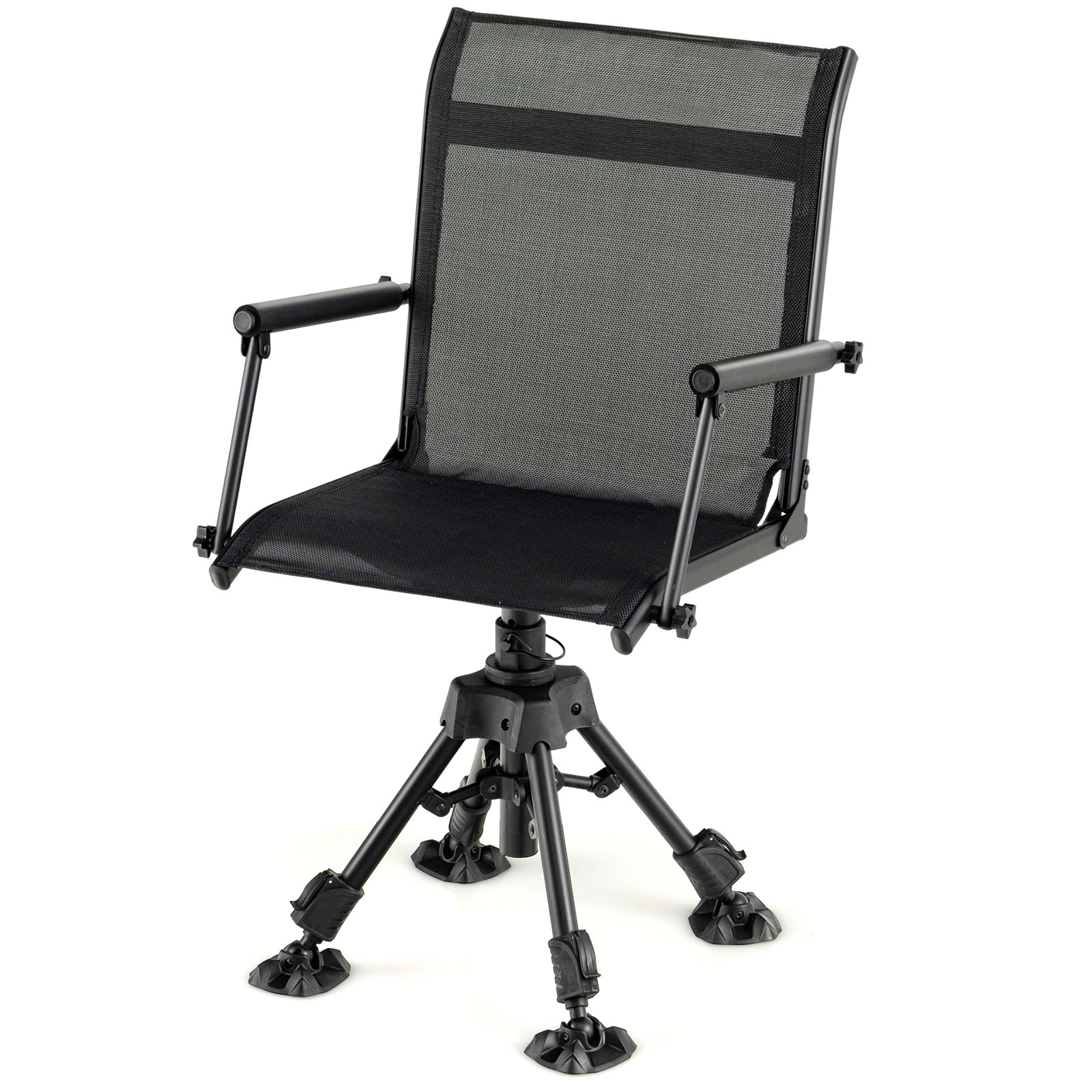SUGIFT 330 lb 360-Degree Silent Swivel Camping Chair with Adjustable Legs and Mesh Seat