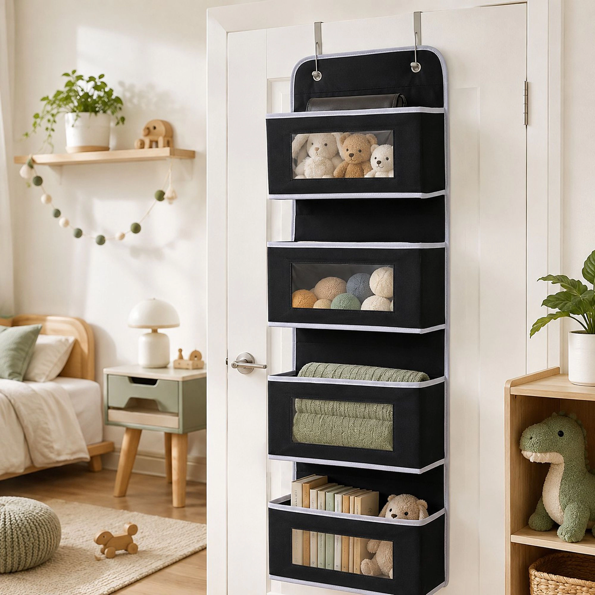 Alilang Women 4 Tier Hanging Storage Organizer with Clear Window Pockets for Door Wall or Closet