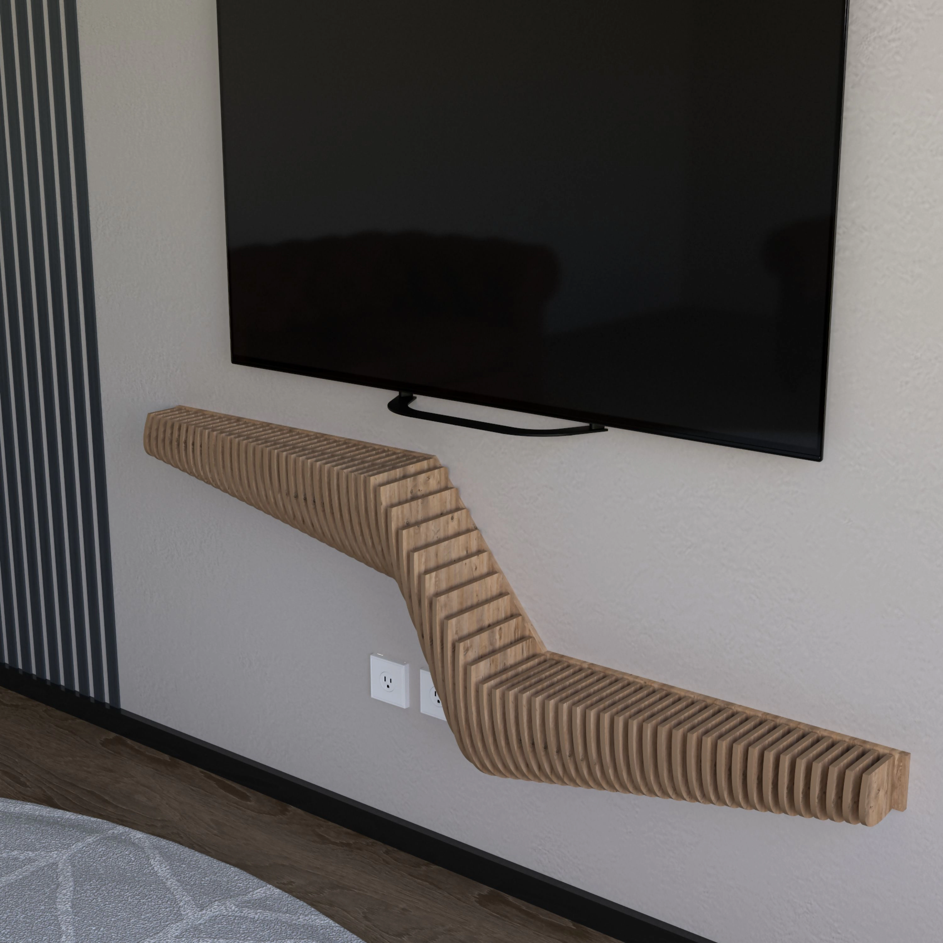 Wear Sierra Parametric 57 inch 3D Wavy  Floating Shelf