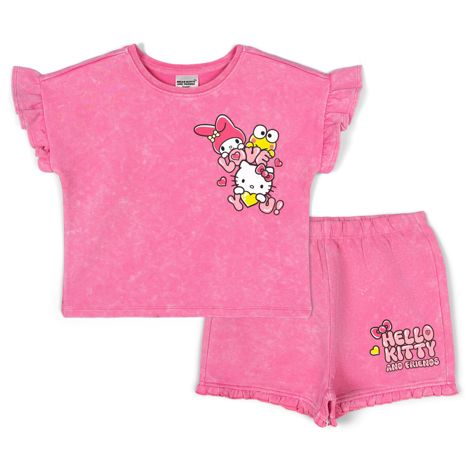 Hello Kitty Girls' French Terry T-Shirt and Shorts Set