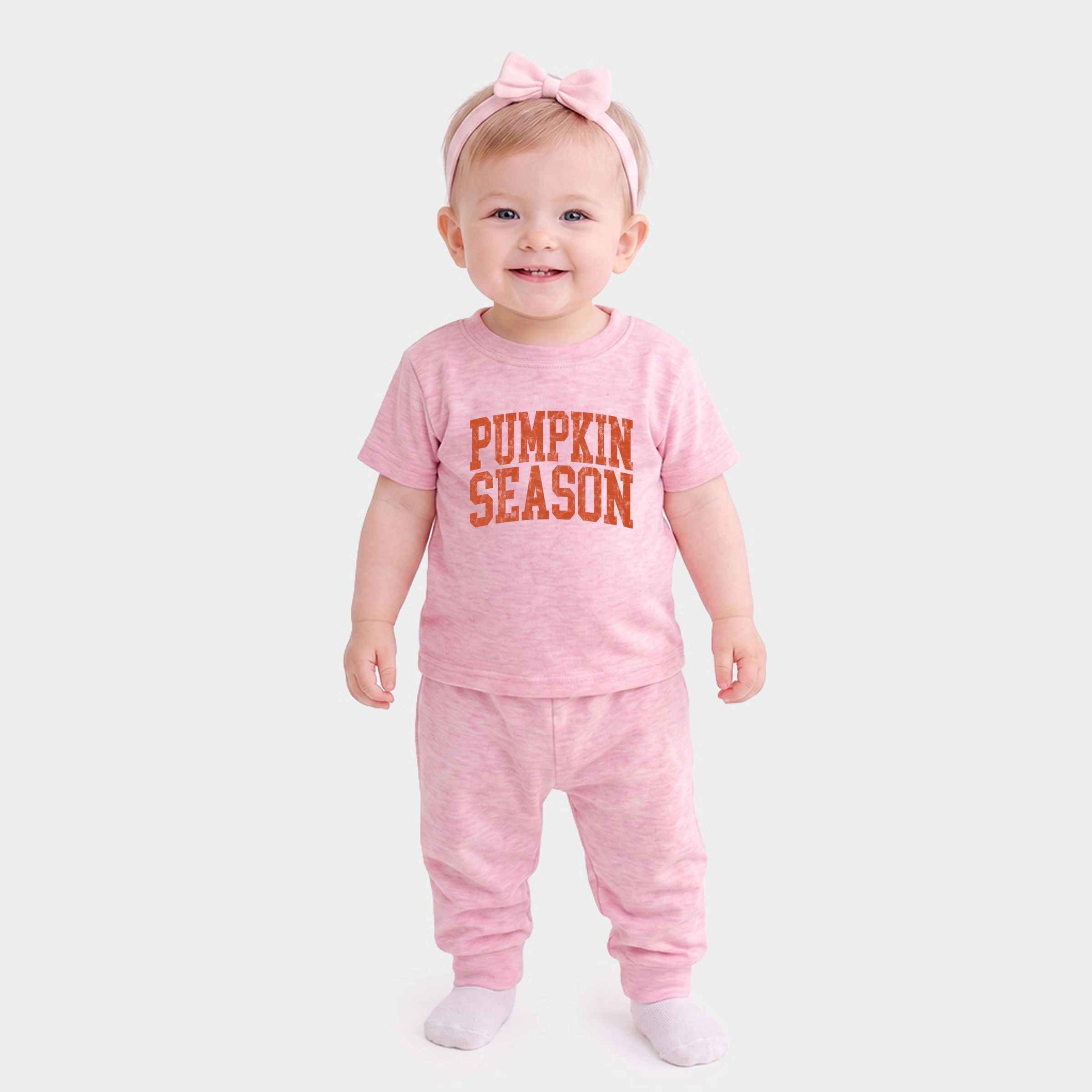 The Juniper Shop - Infant Jogger Pant Crew Set Pumpkin Season Varsity Stacked