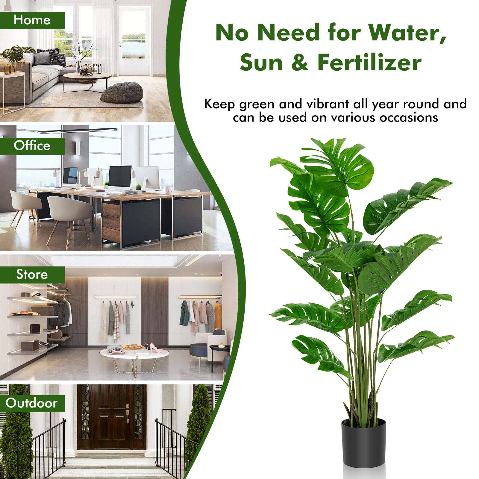 Slickblue 5-Ft Artificial Set of 2 Tropical Tree with Pot for Indoor Home Office Decor
