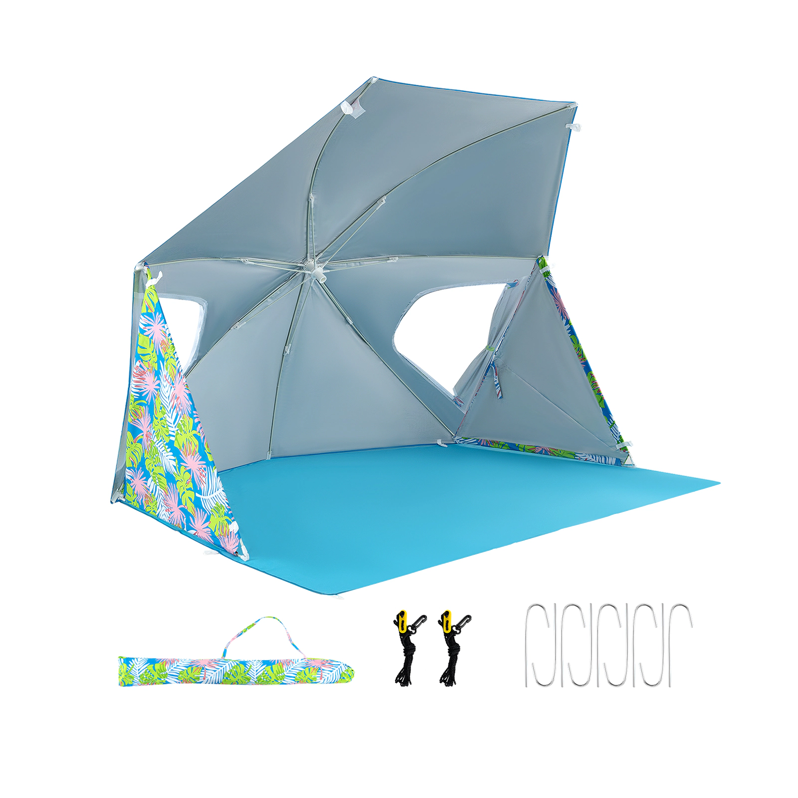 LJG UPF50+ Sun Protection Beach Umbrella Tent with Portable Carrying Bag