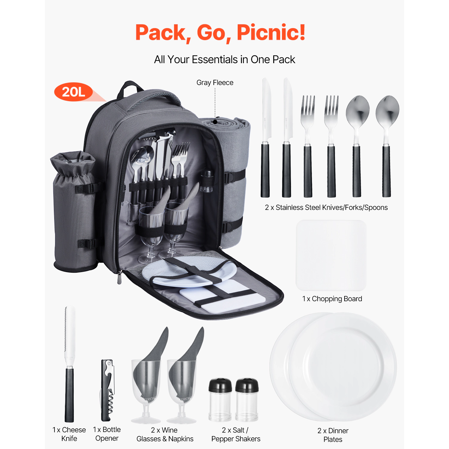 HONGGE Picnic Backpack Beach Bag for with Insulated Cooler Compartment Detachable Bottle/Wine Holder