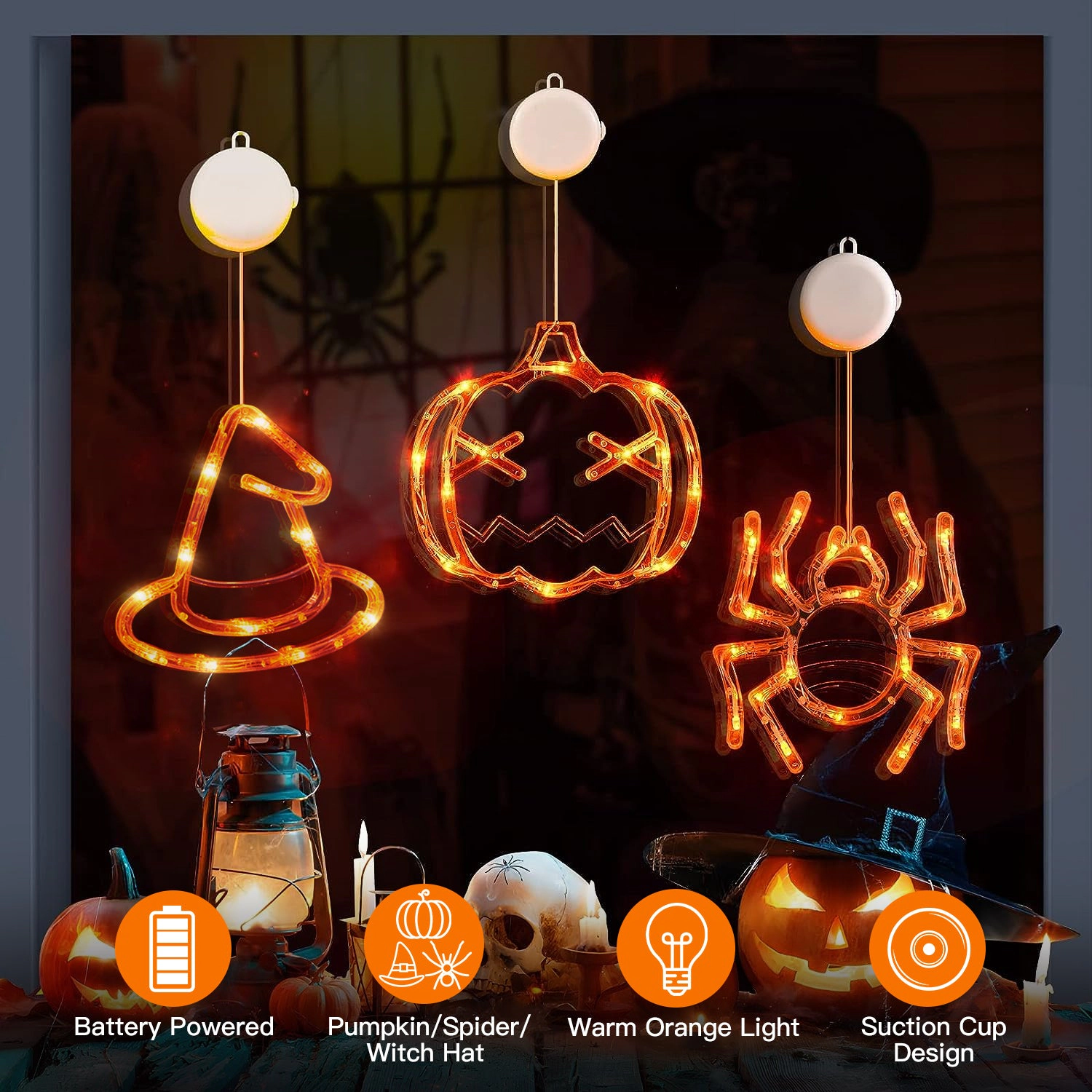IMounTEK Unisex LED Halloween Window Decoration Set