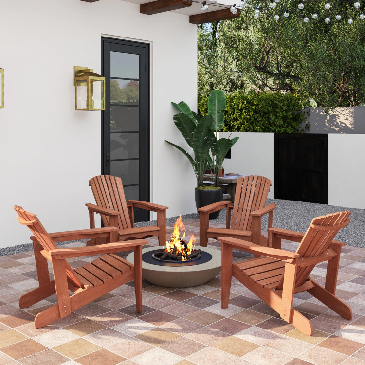 Hivvago Wooden Adirondack Chair with Tall Back and Oversized Armrests