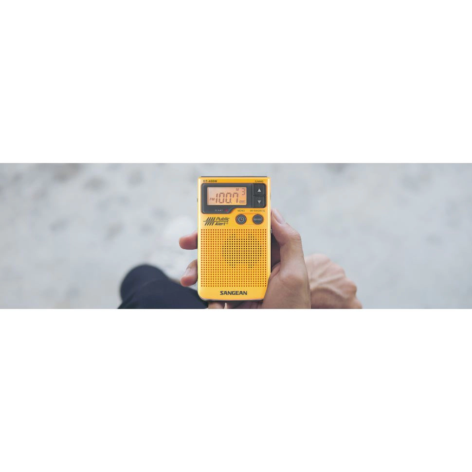 SANGEAN DT-400W Weather Alert Pocket Radio - AM/FM NOAA, Yellow