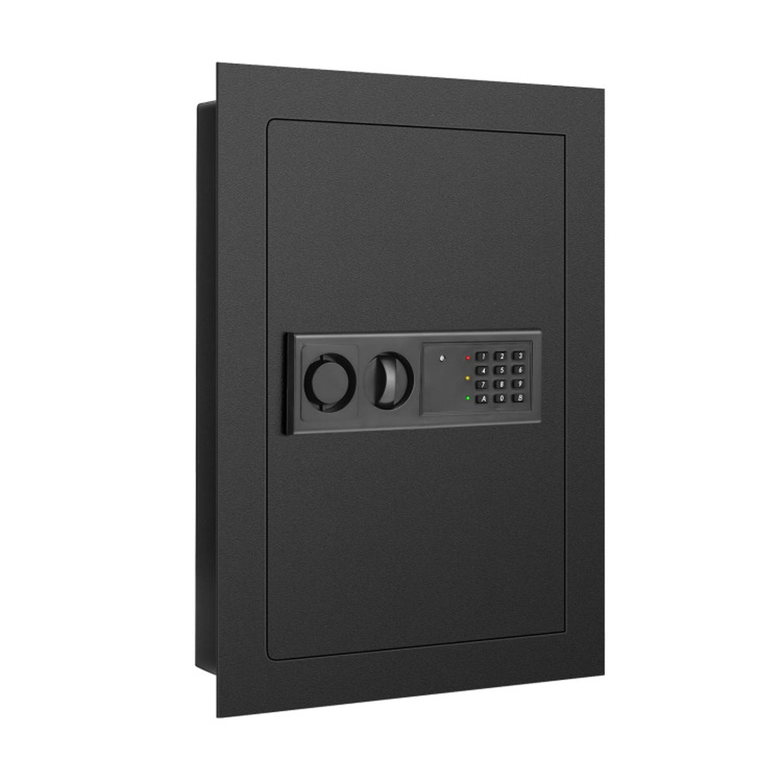 SUGIFT Digital Flat Recessed Solid Steel Wall Storage Box Safe with Security Lock and Shelves Black/White 1-Piece