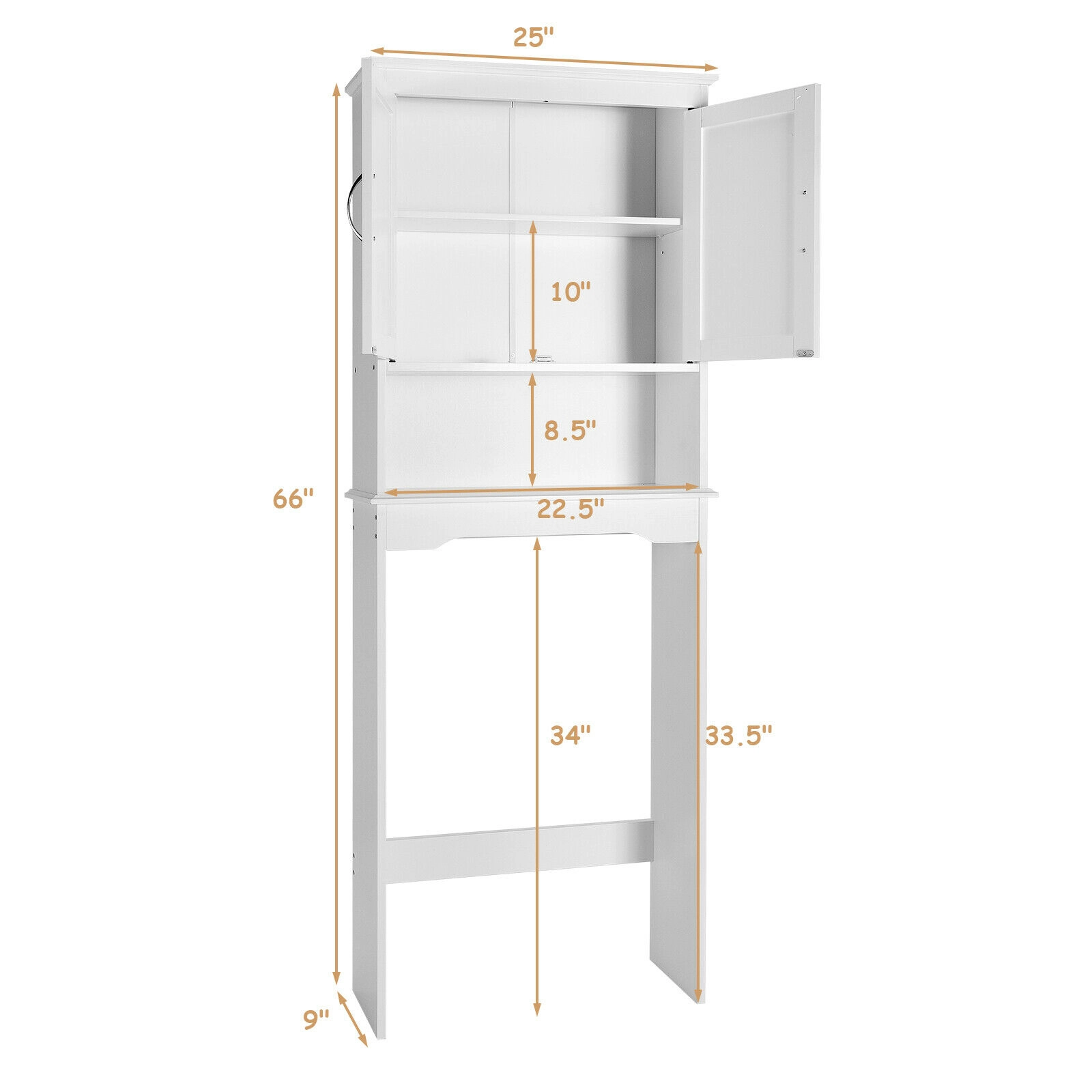 SlickBlue 2 Door Over Toilet Bathroom Storage Cabinet with Shelf