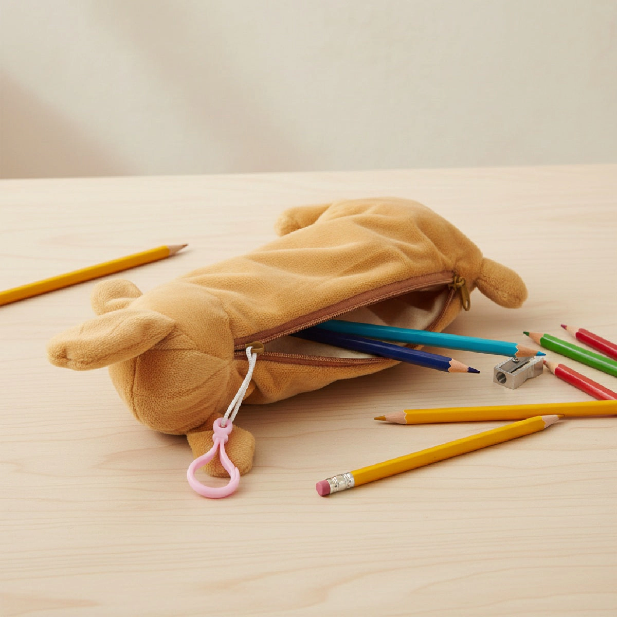 Wrapables Plush Dog Shaped Pencil Pouch, Bronze