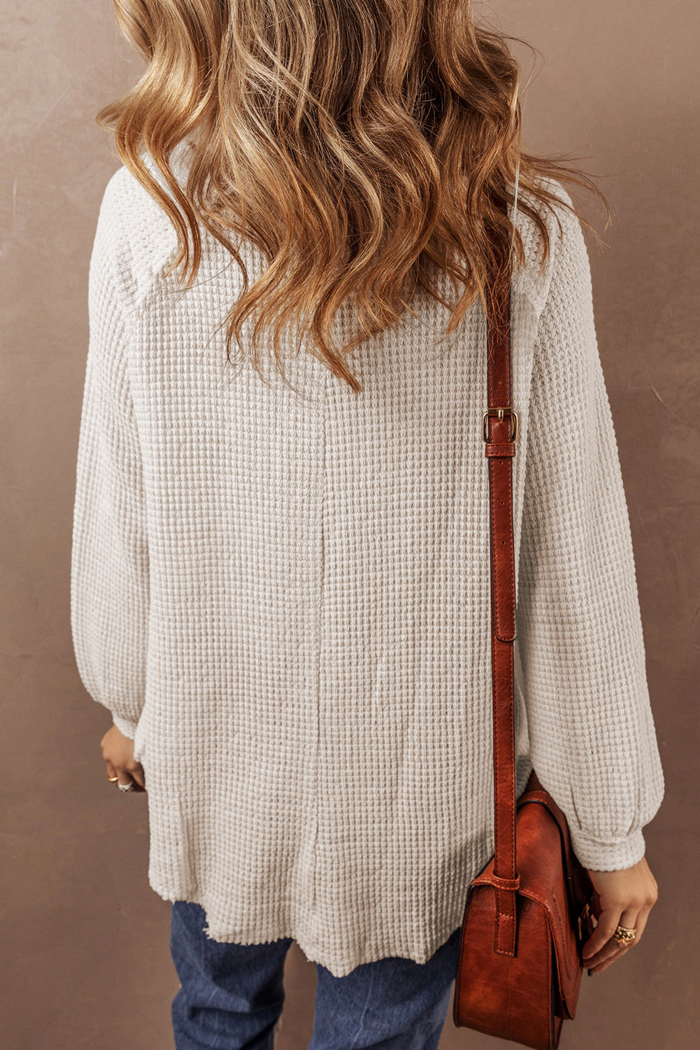 Threaded Pear Women's Lyla Waffle Buttoned Top