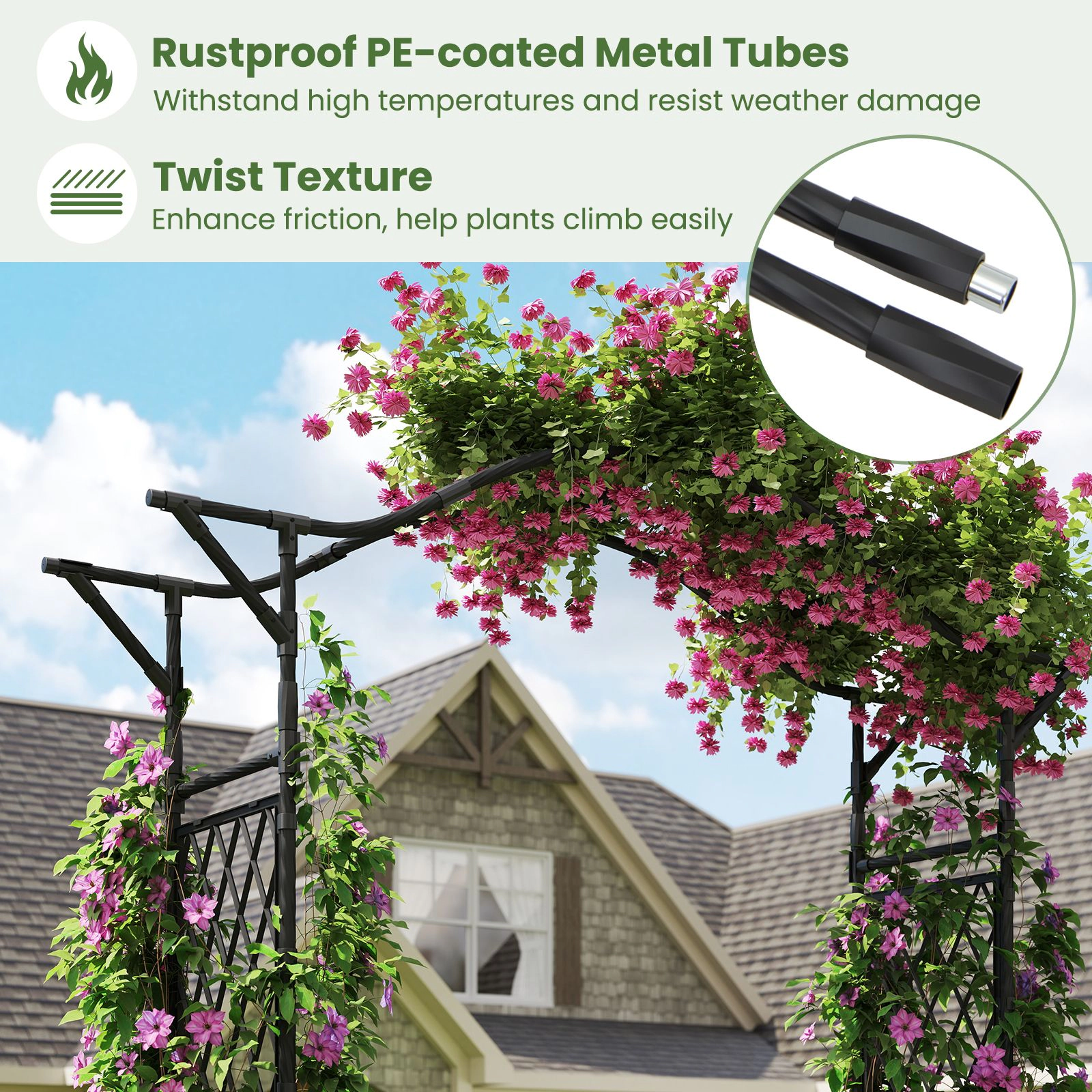 SlickBlue Outdoor Garden Arch for Climbing Plants and Vines