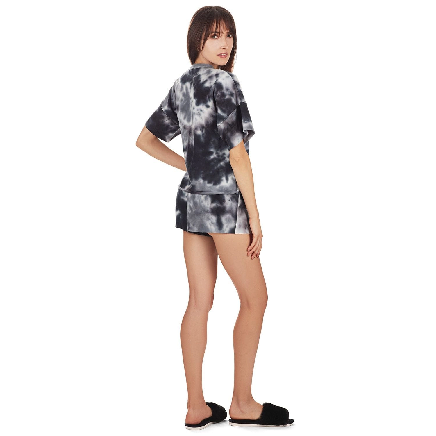 MeMoi Women's Tie Dye French Terry Cotton Blend Short Set