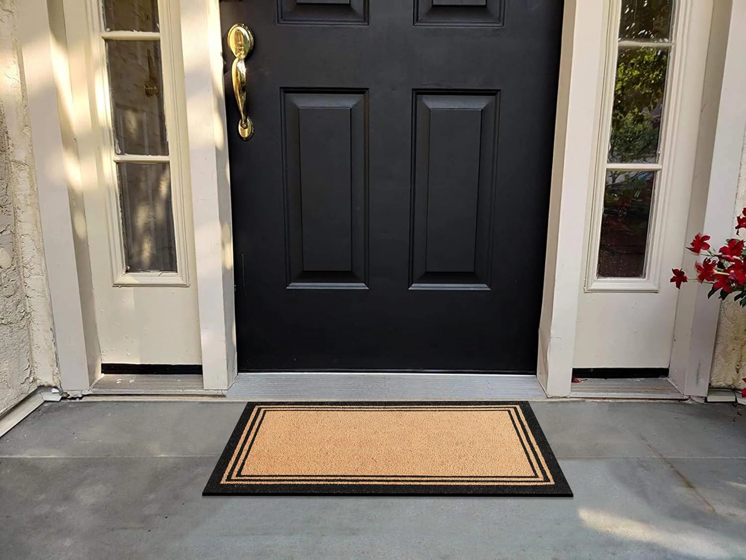 A1HC Coir Front Door Mat 30x18 Inches Anti-Shed Heavy Duty Non-Slip Black Border