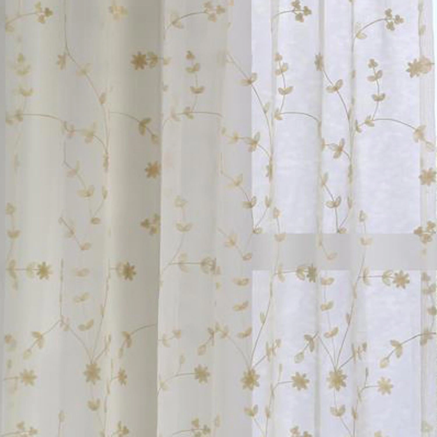 Commonwealth Habitat Grandeur Deep Scalloped Embroidery Pole Top Window Panel - Cream