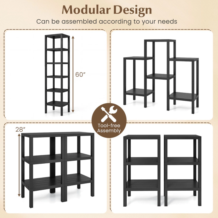Hivvago 6-Tier Plastic Modular Storage Shelves for Living Room and Kitchen
