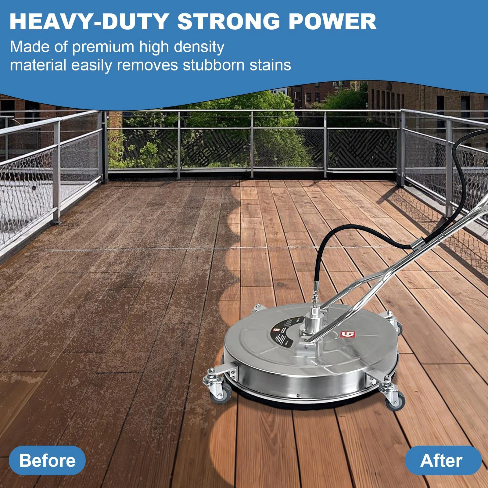24-in up to 4900-PSI Stainless Steel Walk-Behind Pressure Washer Surface Cleaner with 4 Wheels and 1/4-in Adapter