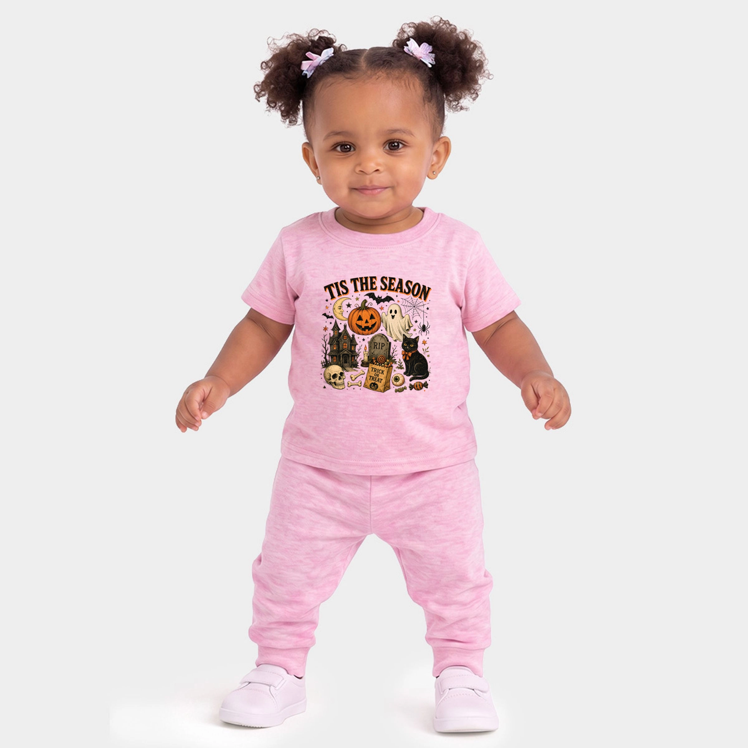 The Juniper Shop - Infant Jogger Pant Crew Set Tis Season Haloween Collage