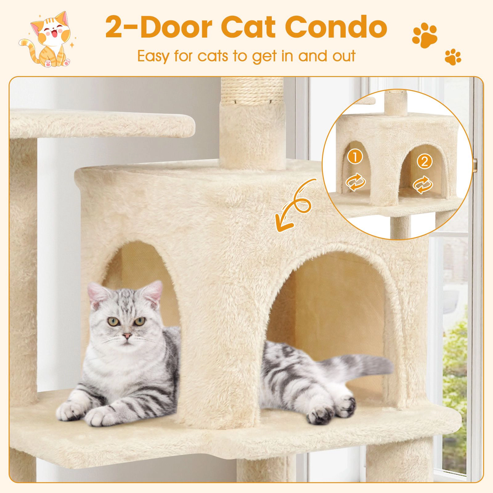 SlickBlue Multi-Level Cat Tower with Scratching Posts and Hammock