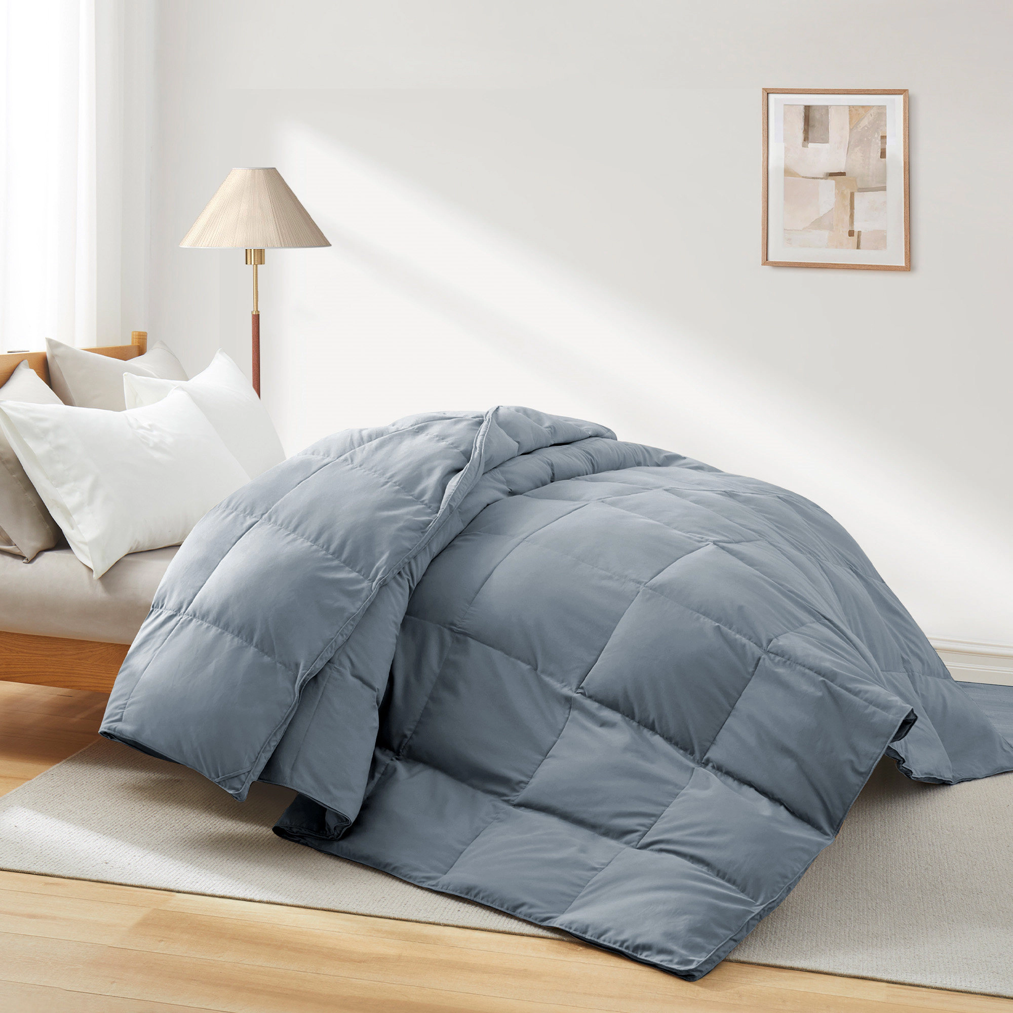 PEACENEST Premium Goose Feather Fiber Comforter All Season Plush Duvet Insert