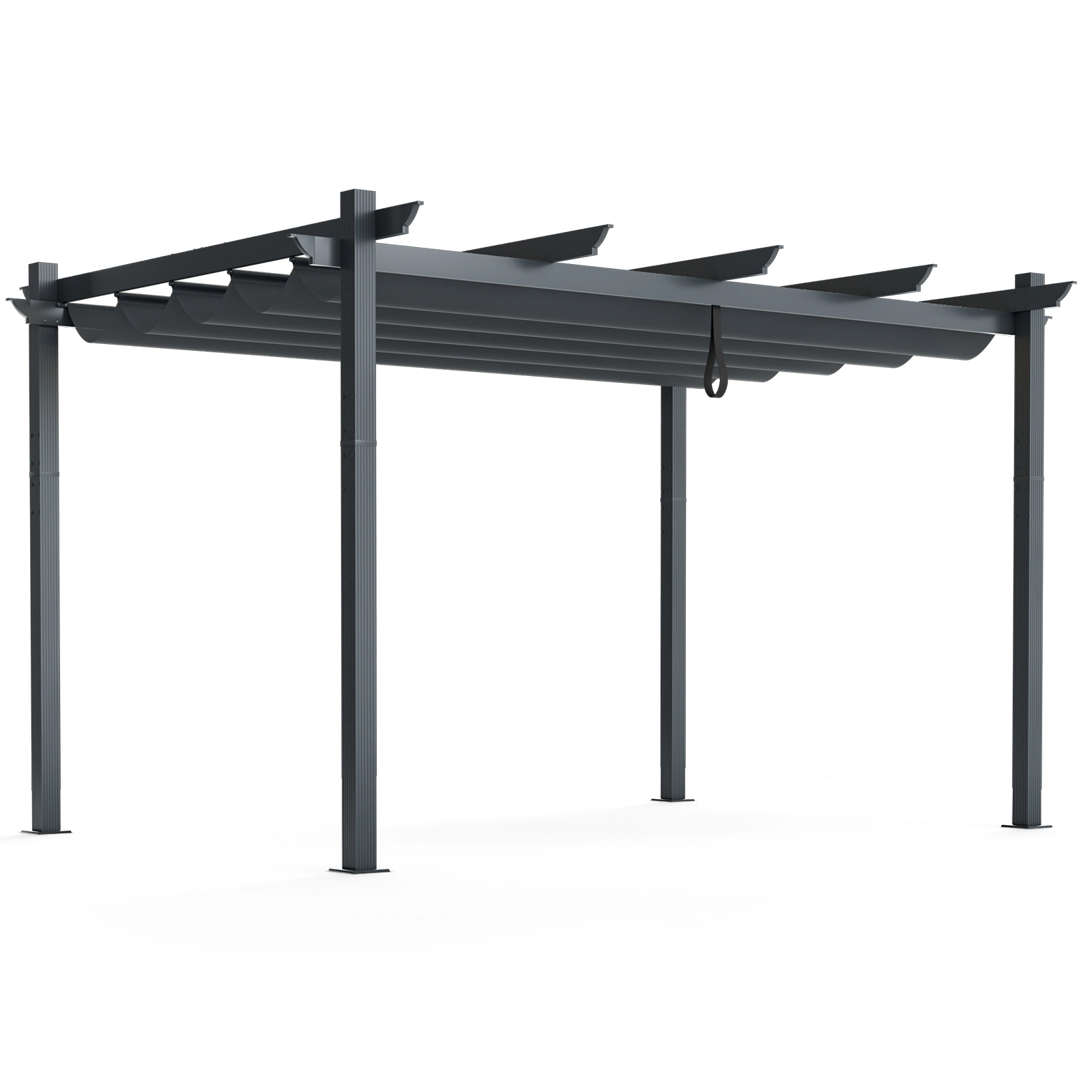 SUGIFT 10 x 13 ft Gray Aluminum Retractable Pergola with Waterproof Canopy