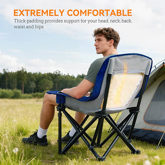 HONGGE Camping Chair for Adults Portable Folding Camping Chair Side Pockets Cup Holders Carry Bag and