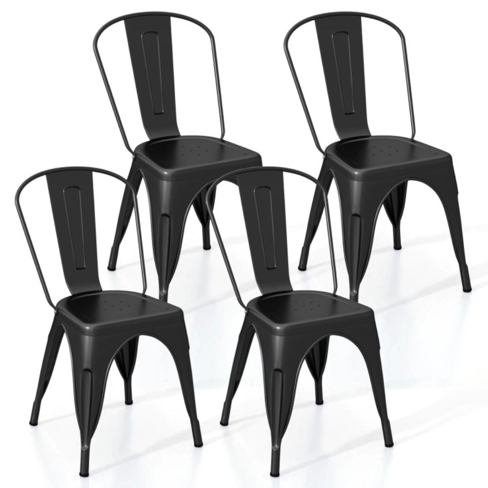 Hivvago Metal Chair Pack of Four with Optional Backrest Design for Versatile Seating