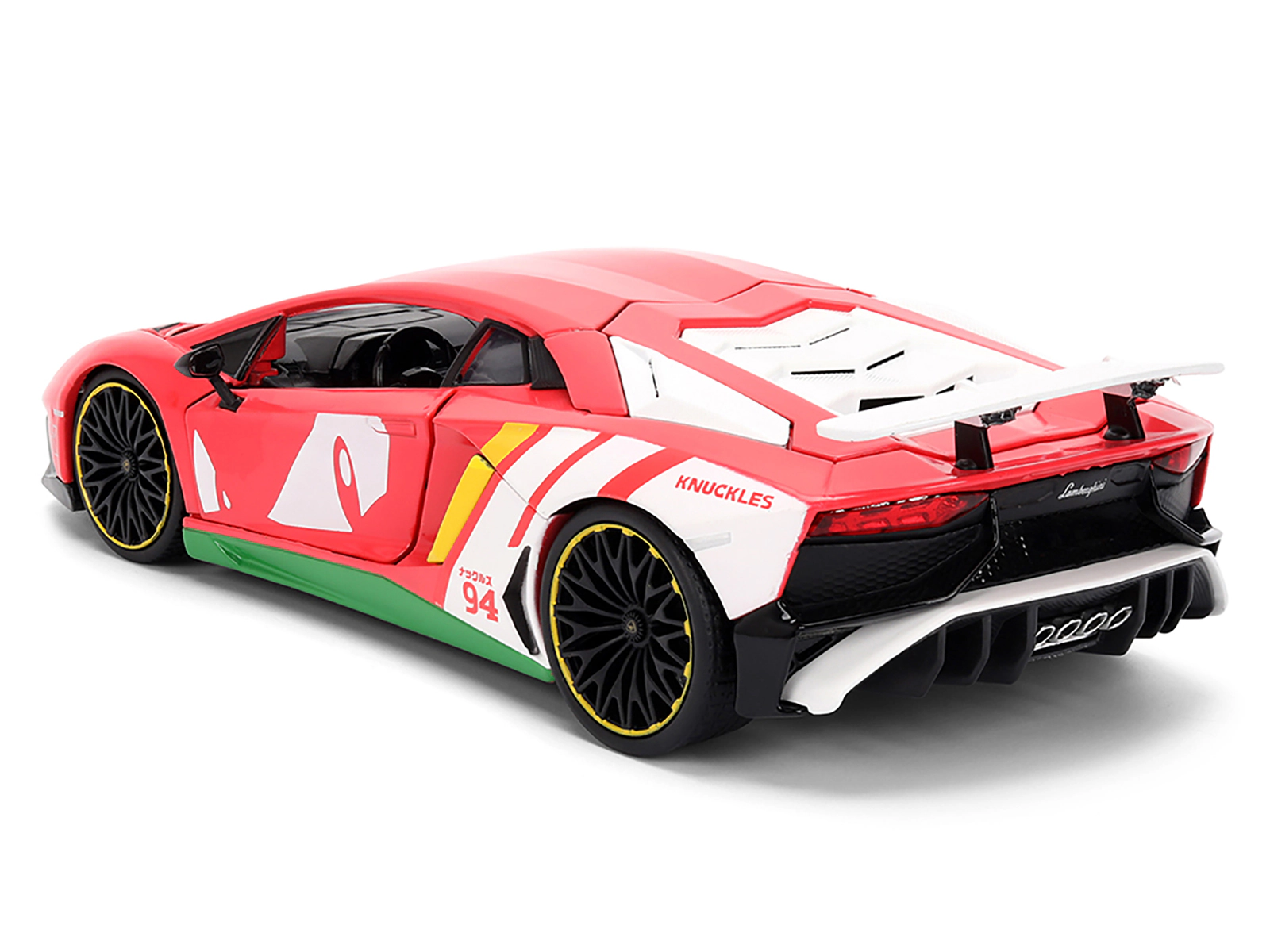 Jada Lamborghini Aventador SV Red with Graphics and Knuckles Diecast Figure "Sonic The Hedgehog" Franchise