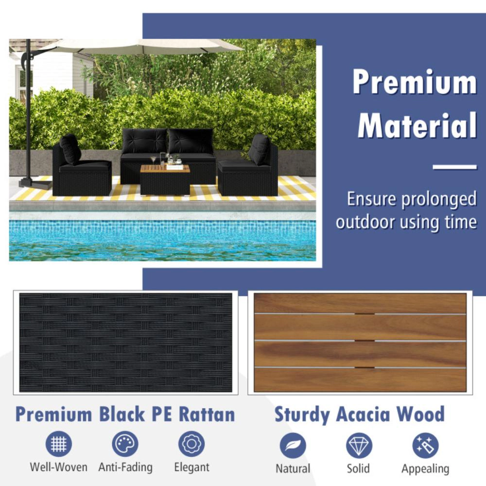 Hivvago 5 Piece Outdoor Furniture Set With Solid Tabletop And Soft Cushions