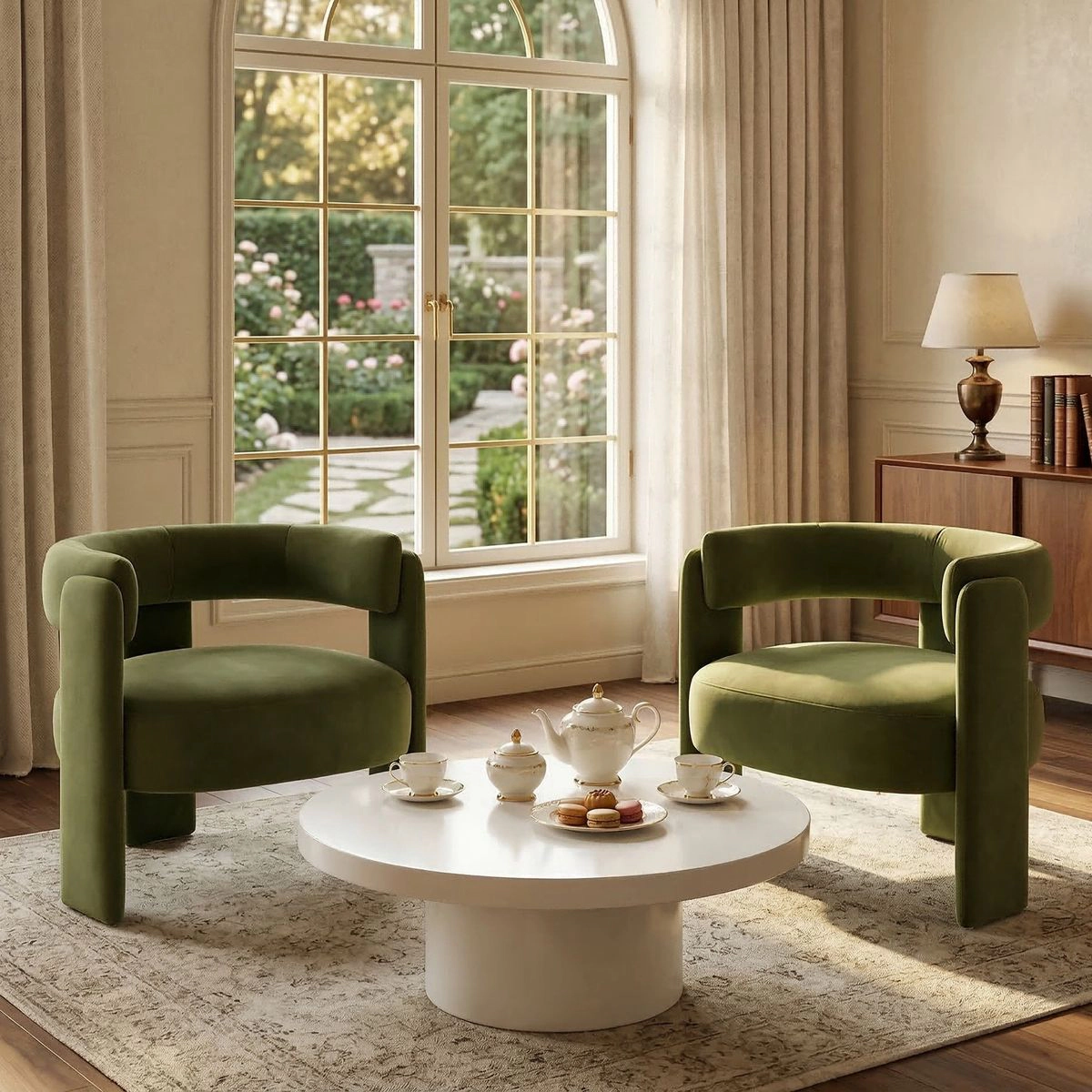Envelor Modern Velvet Wingback Accent Armchair
