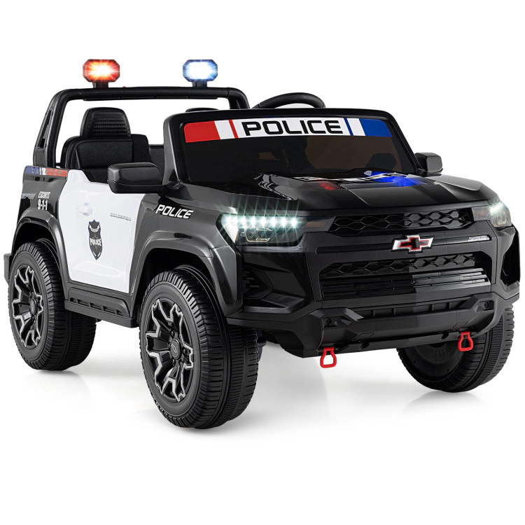 Hivvago 24V 2-Seater Ride on Police Car 4WD Chevrolet with Megaphone and LED Flashing Lights