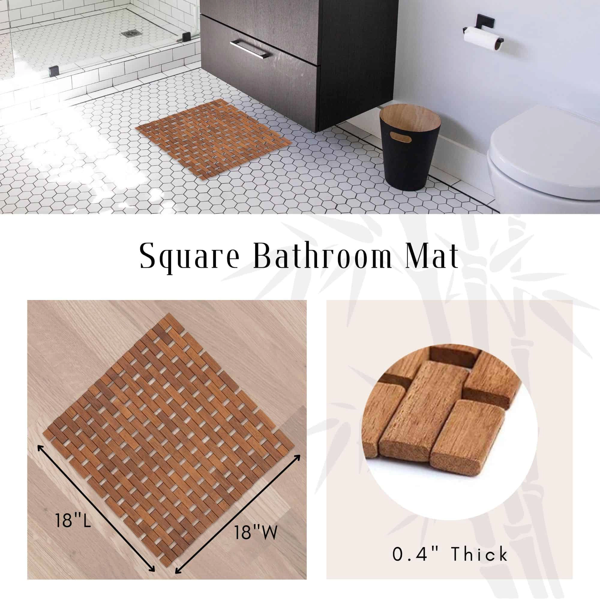 Evideco French Home Goods Bamboo Slatted Bath Mat - Square 18 x