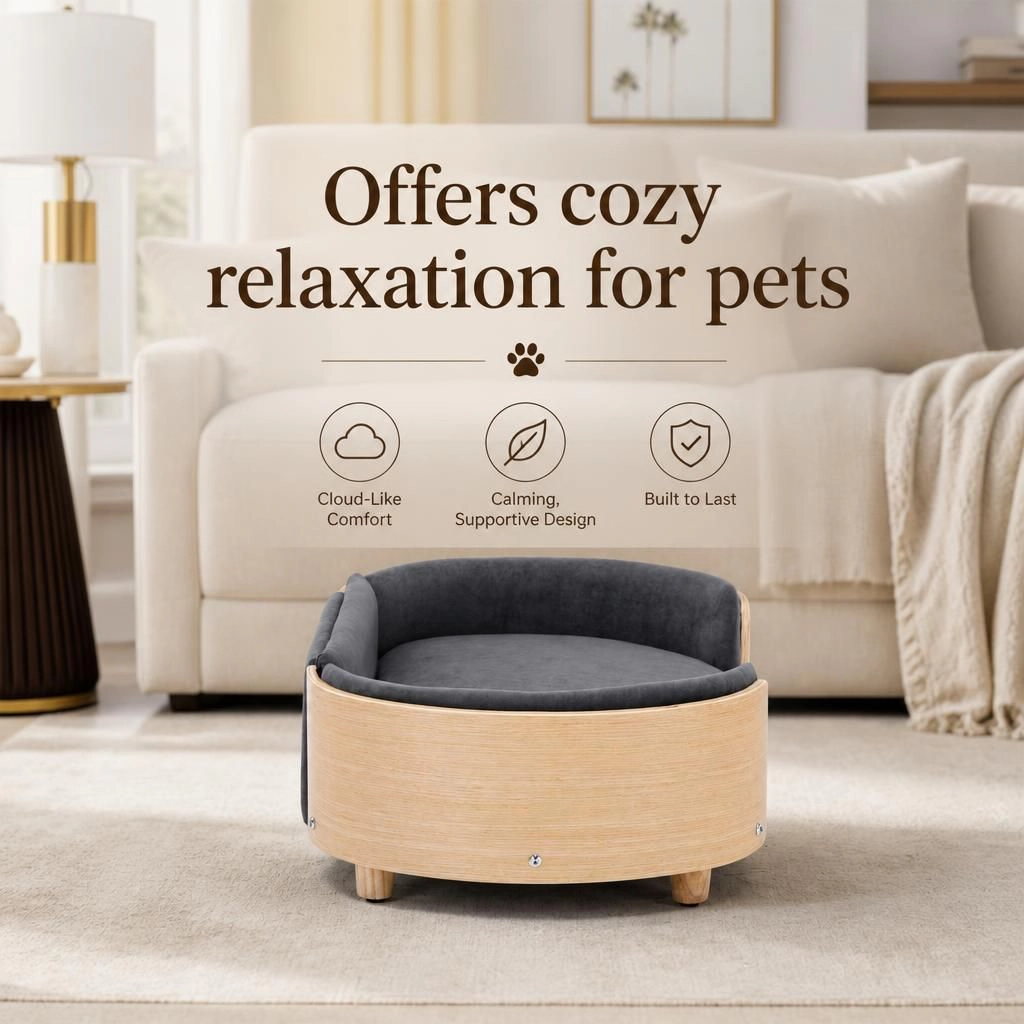 Ifmall Sturdy Plywood Elevated Pet Bed for Indoor Cats and Dogs
