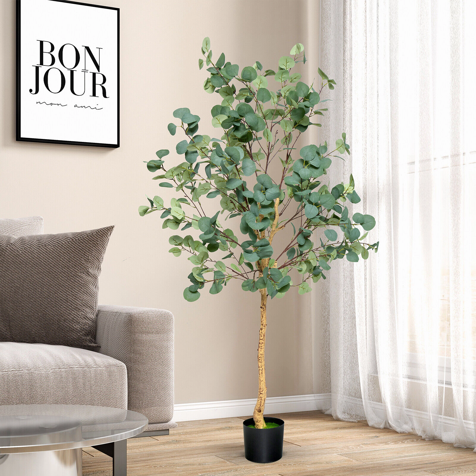 SlickBlue 5.5 ft Faux Eucalyptus Plant for Living Room Office Entryway Decor