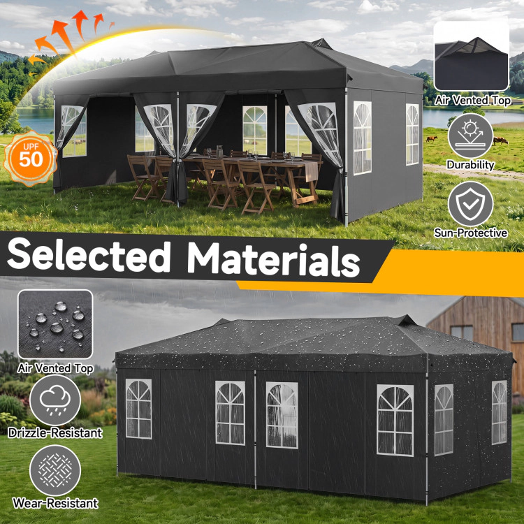 Hivvago 10 x 20 FT Pop Up Canopy Tent with 6 Sidewalls and Adjustable Height